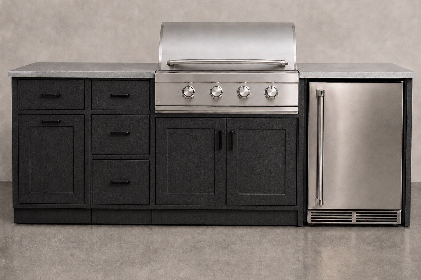Serene Breeze eight foot aluminum island in textured black