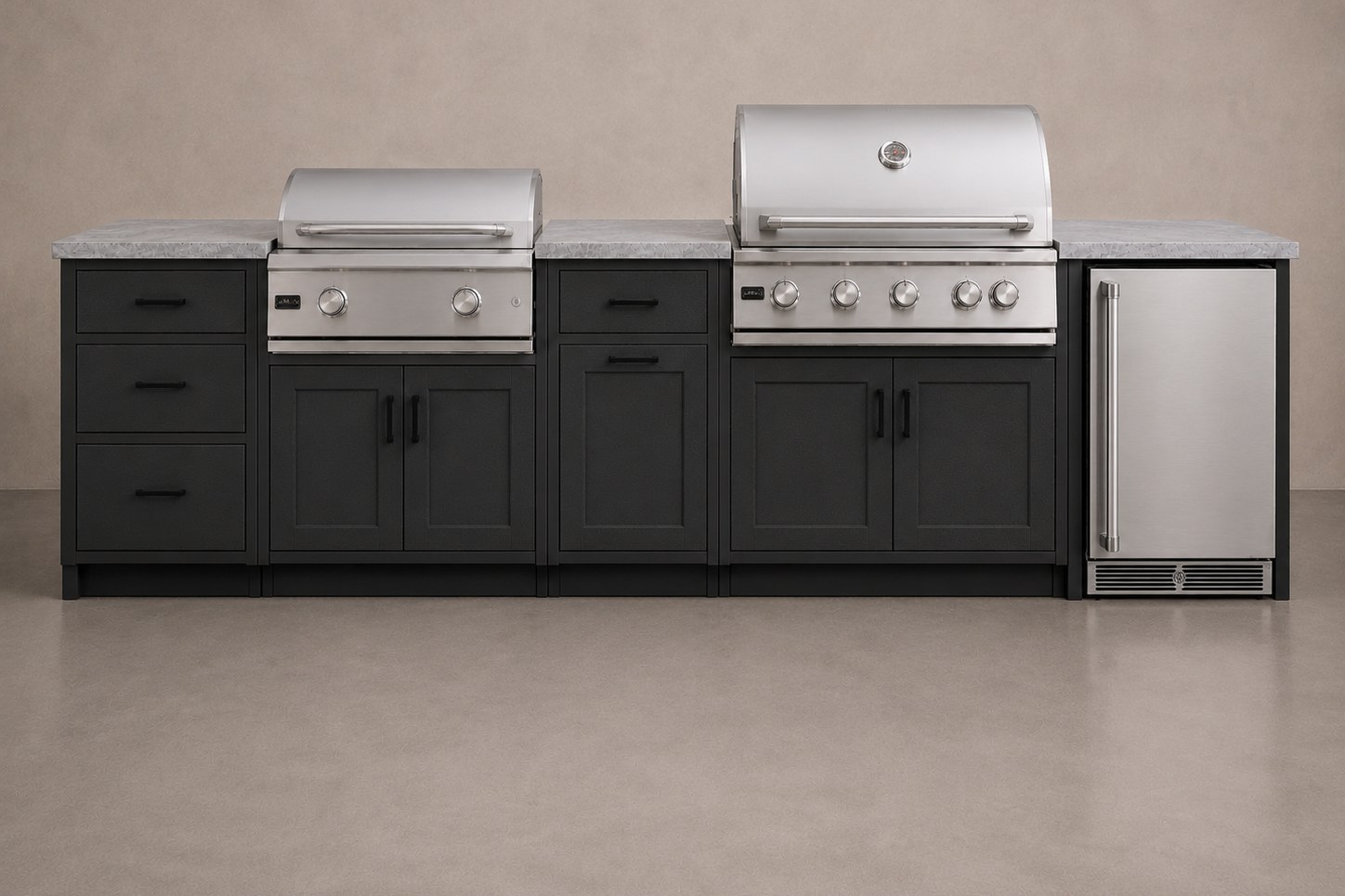 Serene Riviera twelve foot aluminum island in textured black